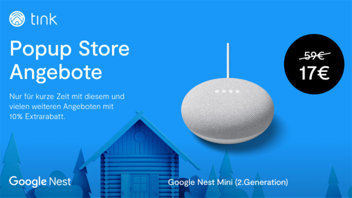 Den Google Nest Mini gibt es im tink Pop-Up Store um unschlagbare 17 Euro